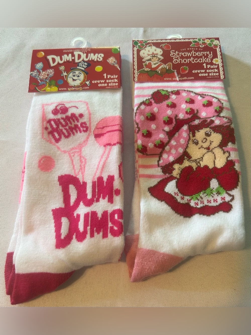 Pink Crew Socks by - Women's One Size